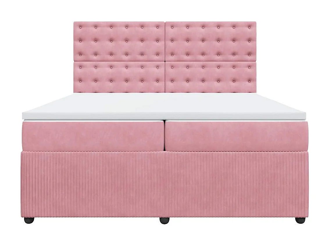 Cama com molas/colchão 200x200 cm veludo rosa