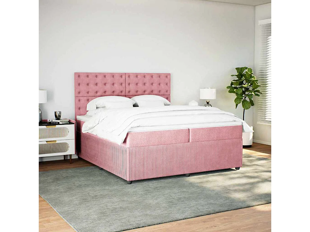 Boxspringbett mit Matratze Rosa 200x200 cm Samt