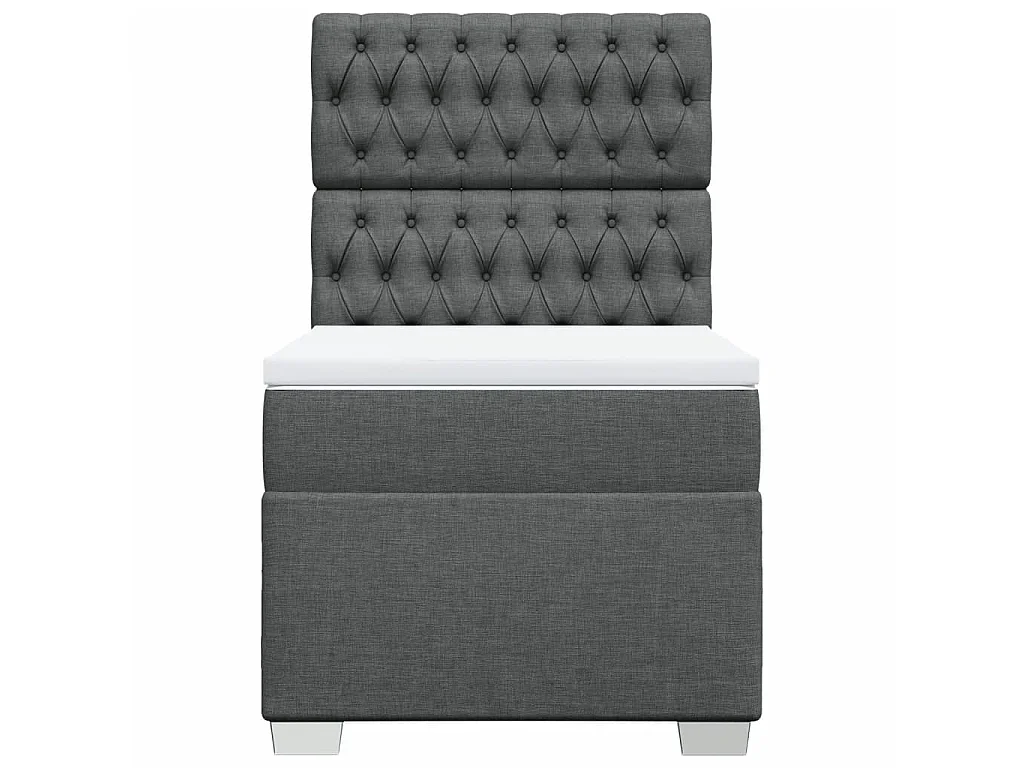 Cama box spring con colchón tela gris oscuro 100x200 cm