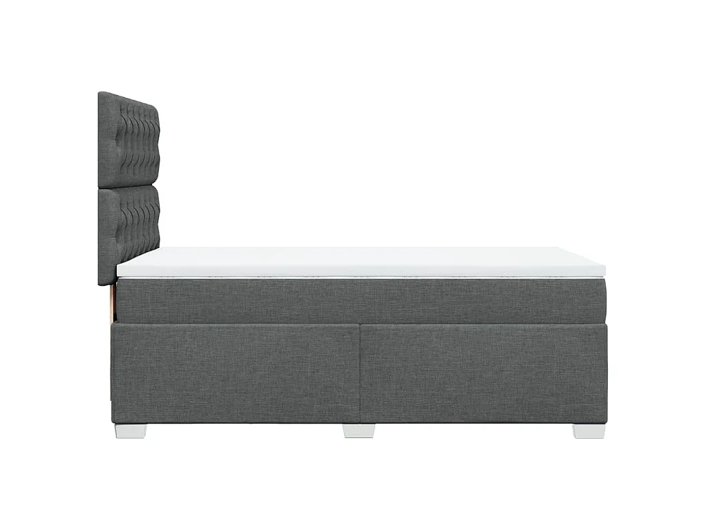 Cama box spring con colchón tela gris oscuro 100x200 cm
