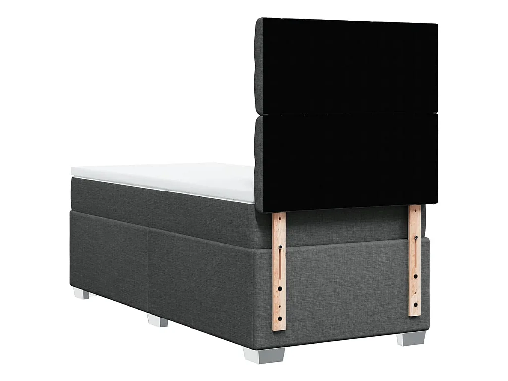 Cama box spring con colchón tela gris oscuro 100x200 cm