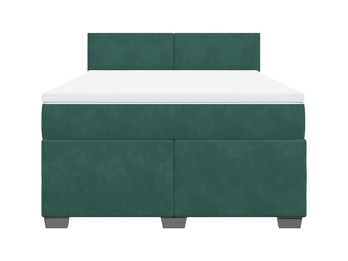 Boxspring met matras fluweel donkergroen 160x200 cm