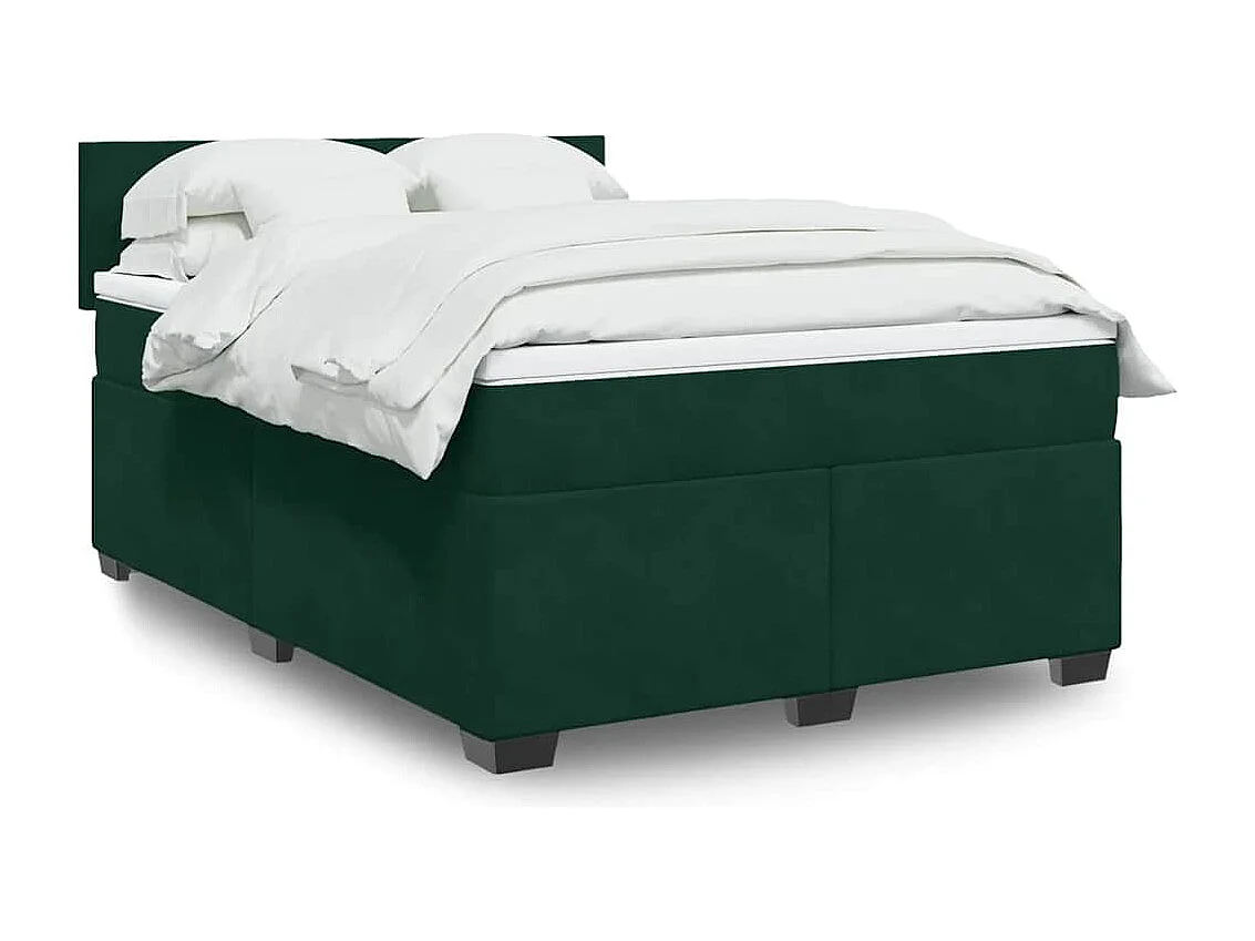 Sommier à lattes de lit et matelas Vert foncé 160x200cm Velours