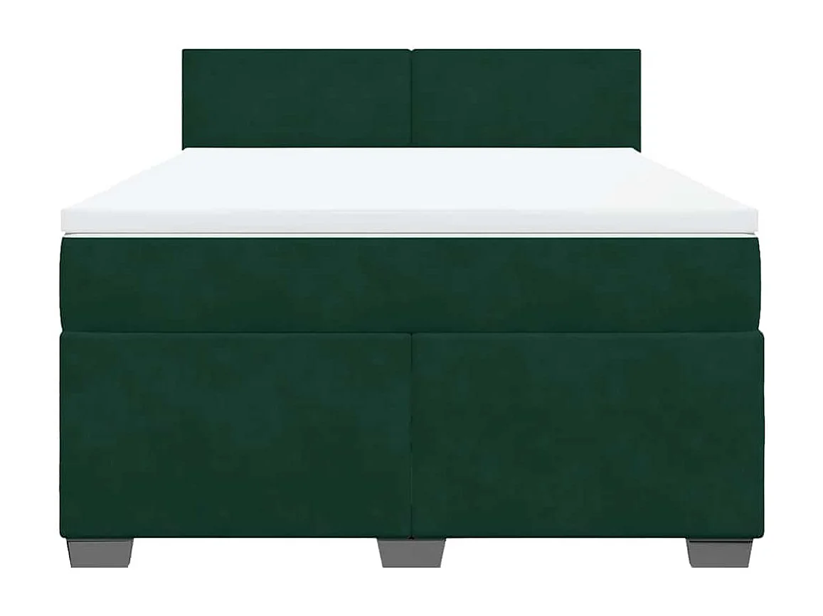 Sommier à lattes de lit et matelas Vert foncé 160x200cm Velours