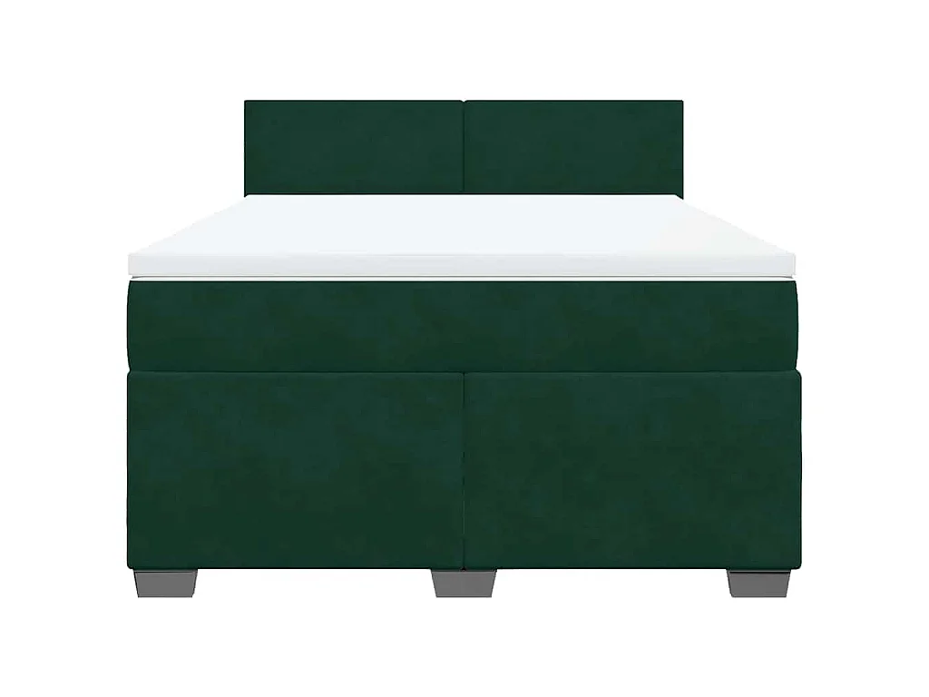 Sommier à lattes de lit et matelas Vert foncé 160x200cm Velours