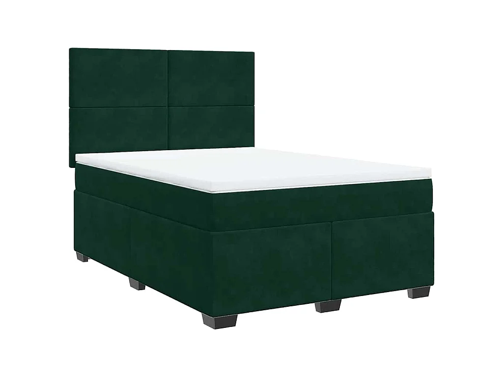 Cama com molas/colchão 160x200 cm veludo verde-escuro
