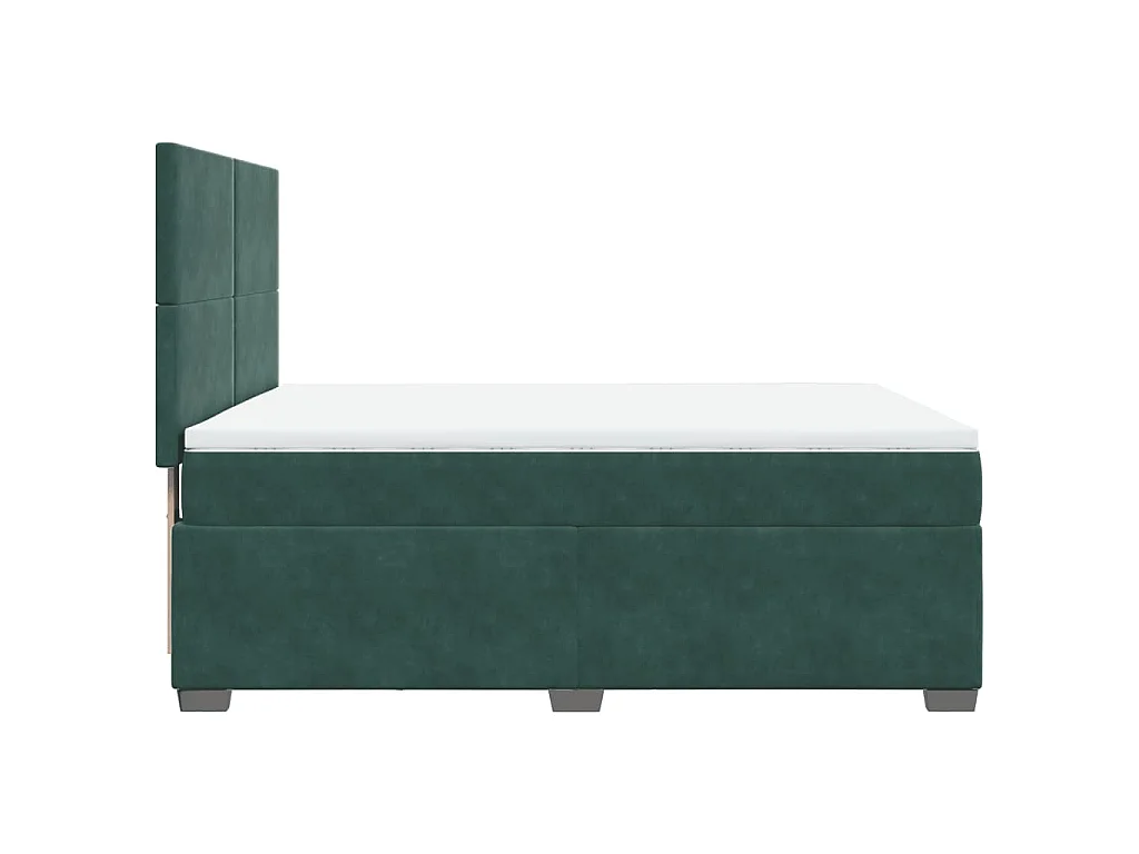 Cama com molas/colchão 160x200 cm veludo verde-escuro