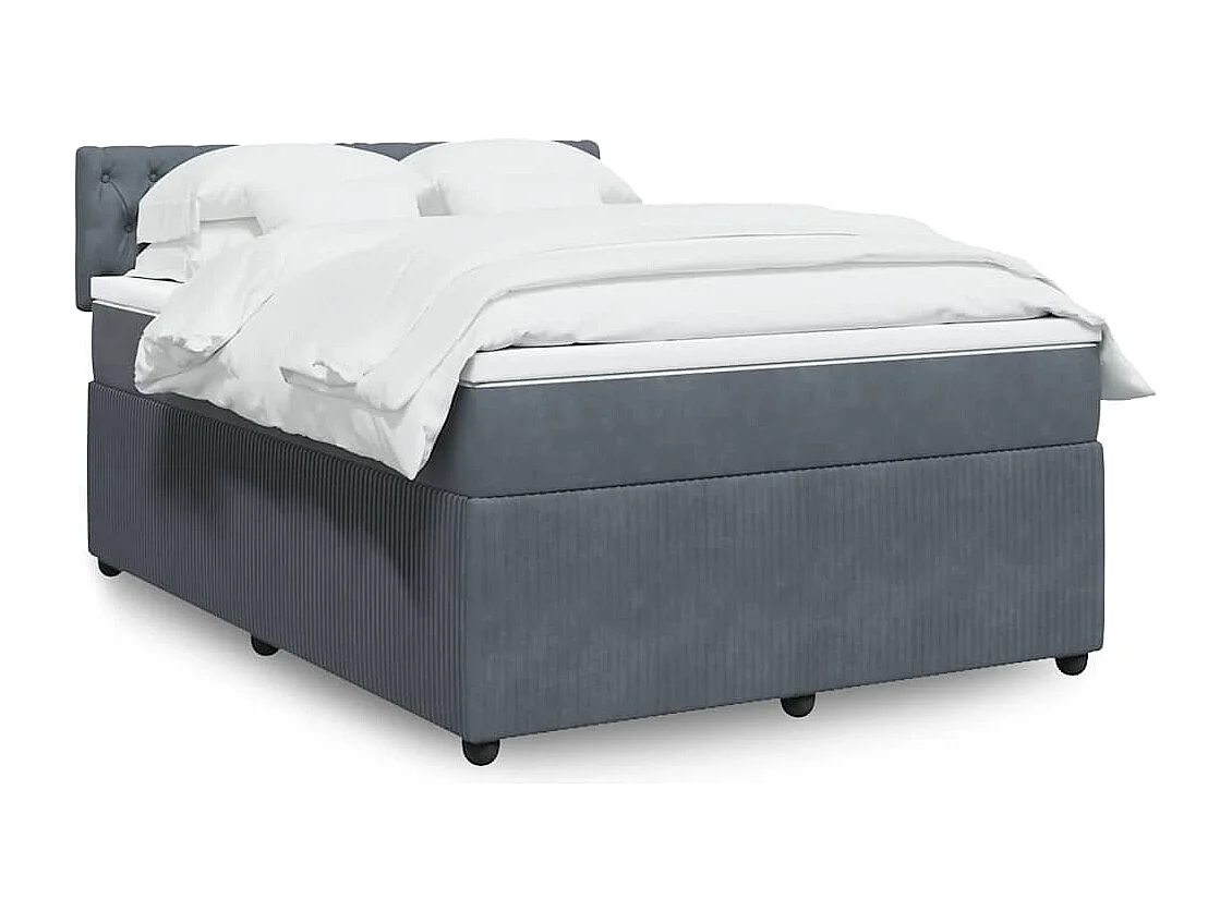 Boxspring met matras fluweel donkergrijs 140x190 cm