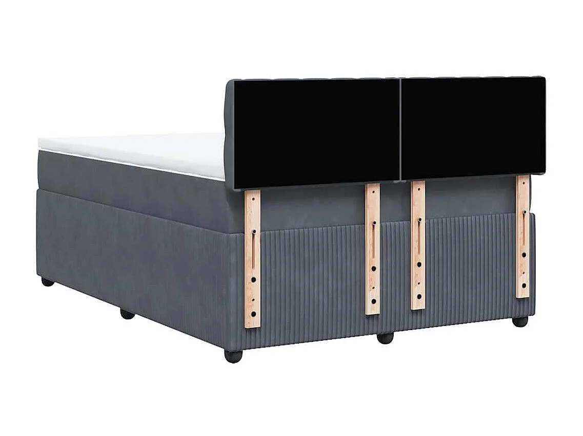 Boxspring met matras fluweel donkergrijs 140x190 cm