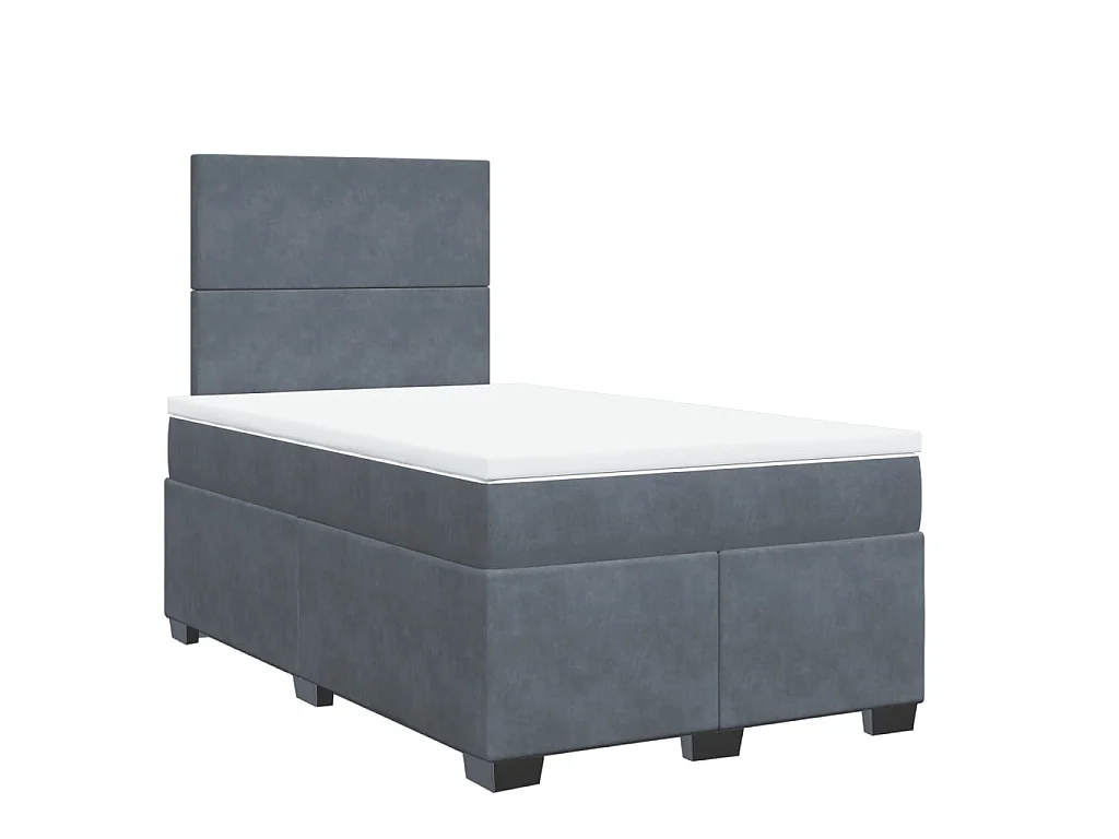Boxspring met matras fluweel donkergrijs 120x190 cm