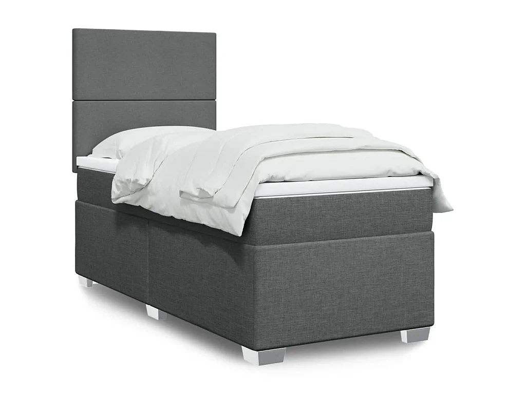 Boxspring met matras stof donkergrijs 90x190 cm