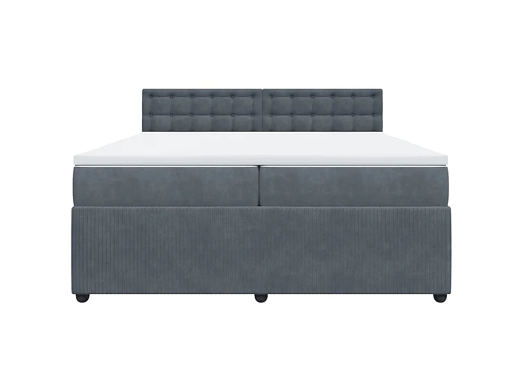 Cama box spring con colchón terciopelo gris oscuro 200x200 cm