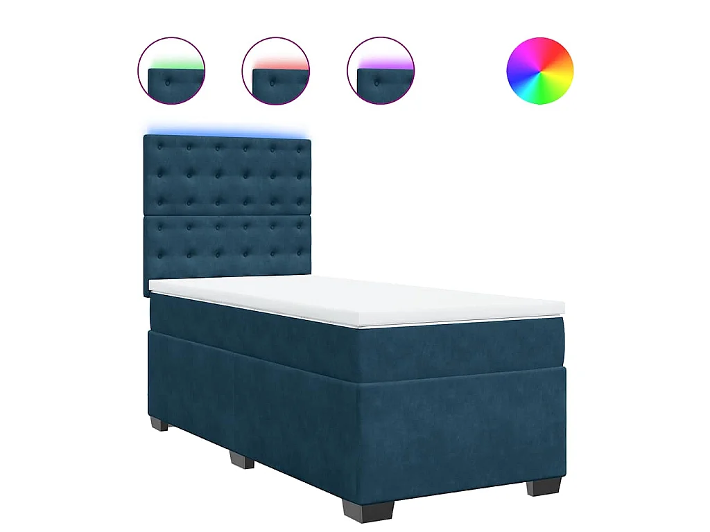 Boxspring met matras fluweel blauw 90x190 cm