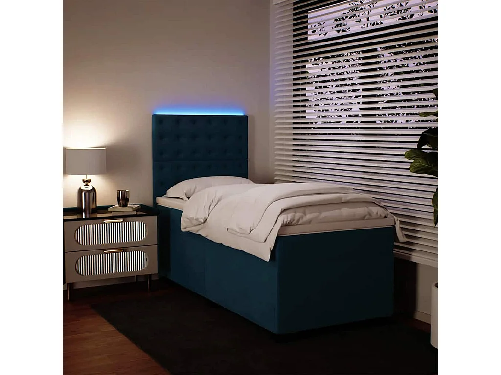 Boxspring met matras fluweel blauw 90x190 cm