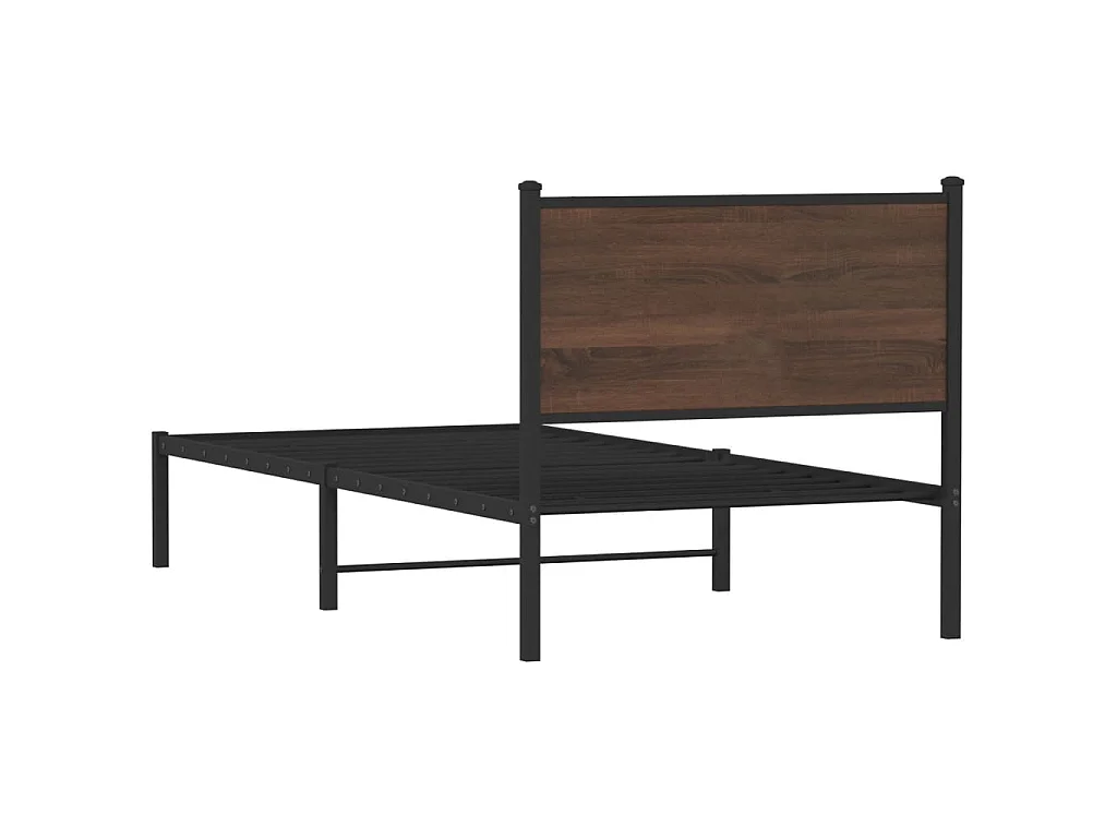 Bedframe zonder matras metaal bruin eikenkleurig 75x190 cm
