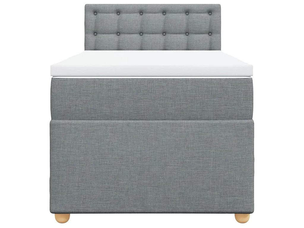 Cama box spring con colchón tela gris claro 90x200 cm
