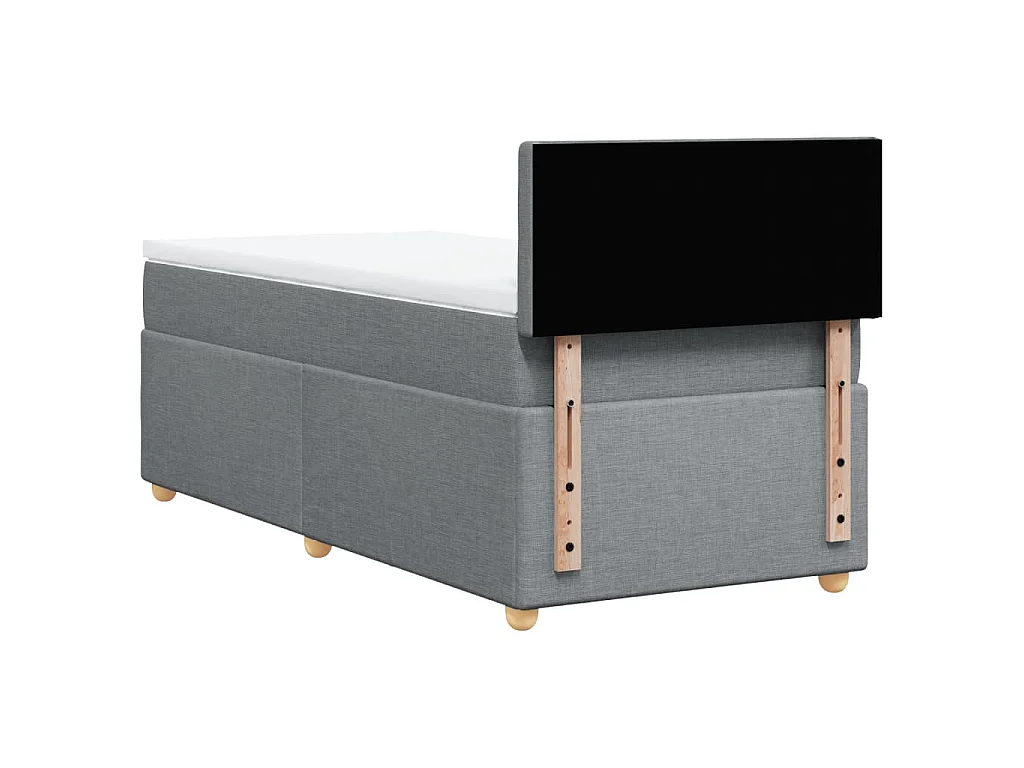 Cama box spring con colchón tela gris claro 90x200 cm