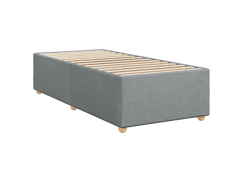 Cama box spring con colchón tela gris claro 90x200 cm