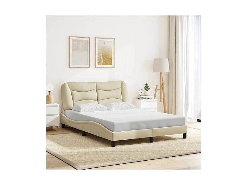 Bettgestell ohne Matratze "Hvar" Creme 140x190 cm Stoff