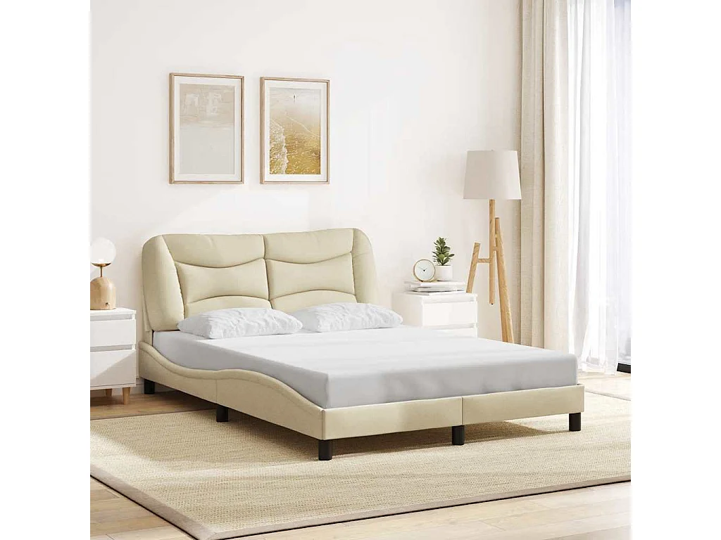 Bettgestell ohne Matratze "Hvar" Creme 140x190 cm Stoff