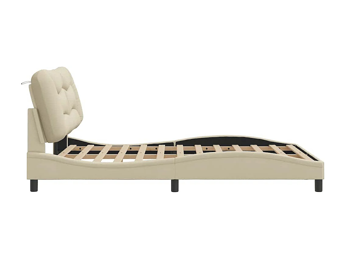 Bettgestell ohne Matratze "Hvar" Creme 140x190 cm Stoff