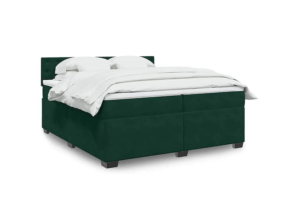Giroletto a Molle con Materasso Verde Scuro 200x200 cm Velluto