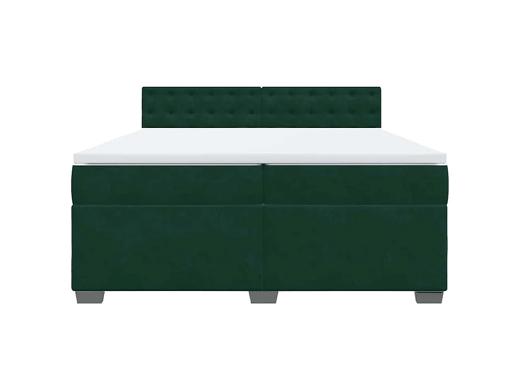 Giroletto a Molle con Materasso Verde Scuro 200x200 cm Velluto