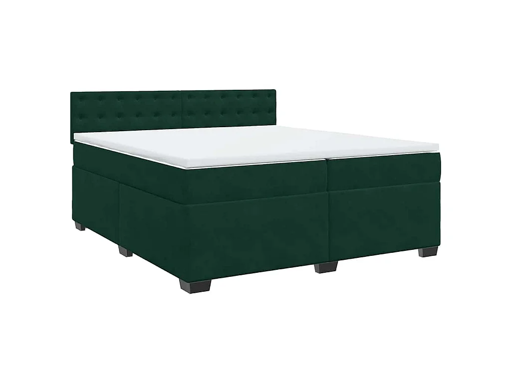 Sommier à lattes de lit et matelas Vert foncé 200x200cm Velours