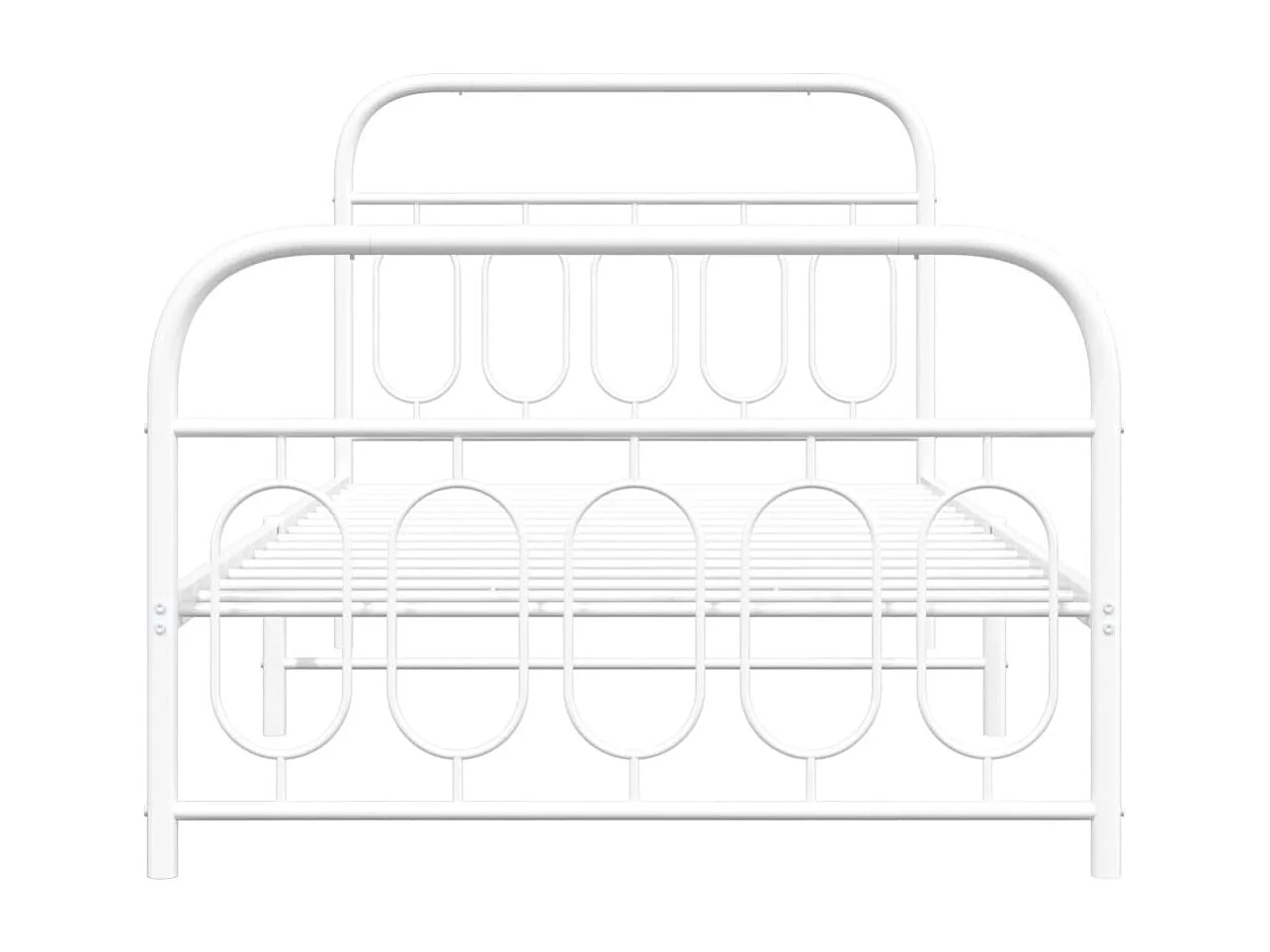 Cadre de lit métal sans matelas et pied de lit blanc 100x190 cm