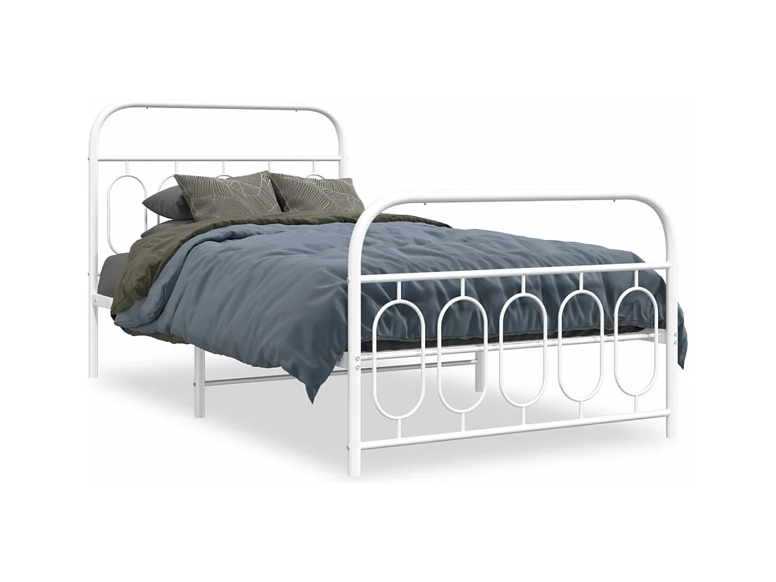 Estructura cama sin colchón con estribo metal blanco 100x190 cm