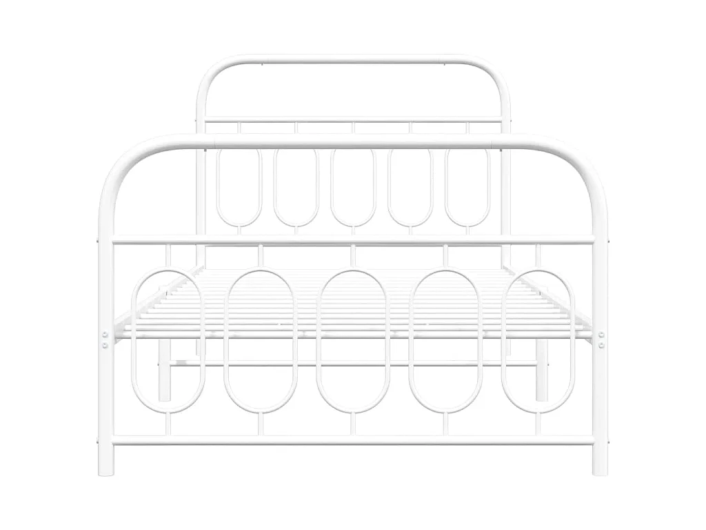 Cadre de lit métal sans matelas et pied de lit blanc 100x190 cm