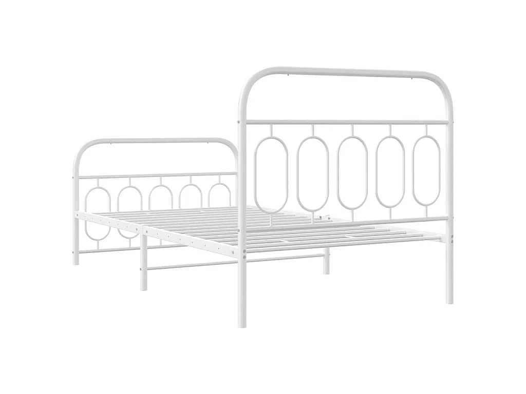 Giroletto con Testiera e Pediera Metallo Bianco 100x190 cm