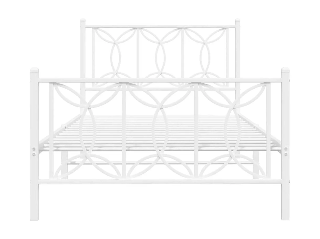 Bedframe met hoofd- en voeteneinde metaal wit 100x190 cm