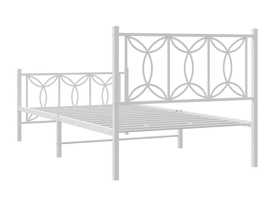 Bedframe met hoofd- en voeteneinde metaal wit 100x190 cm