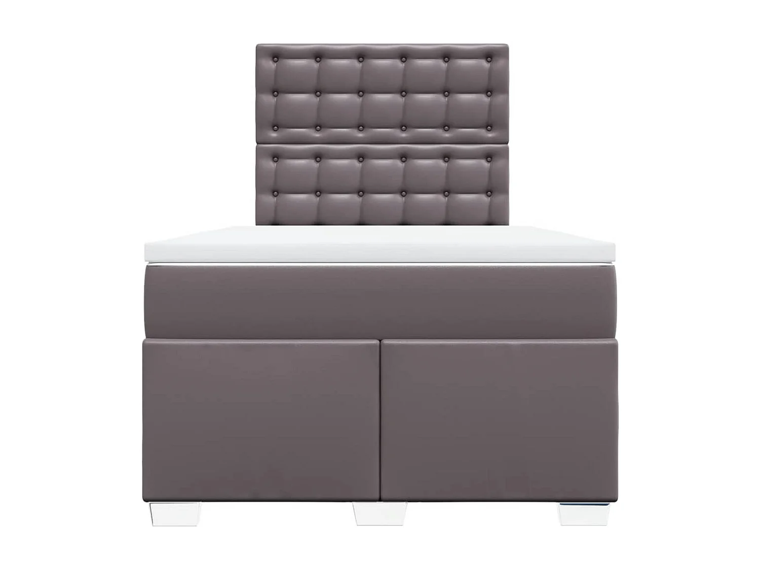 Cama box spring con colchón cuero sintético gris 120x200 cm