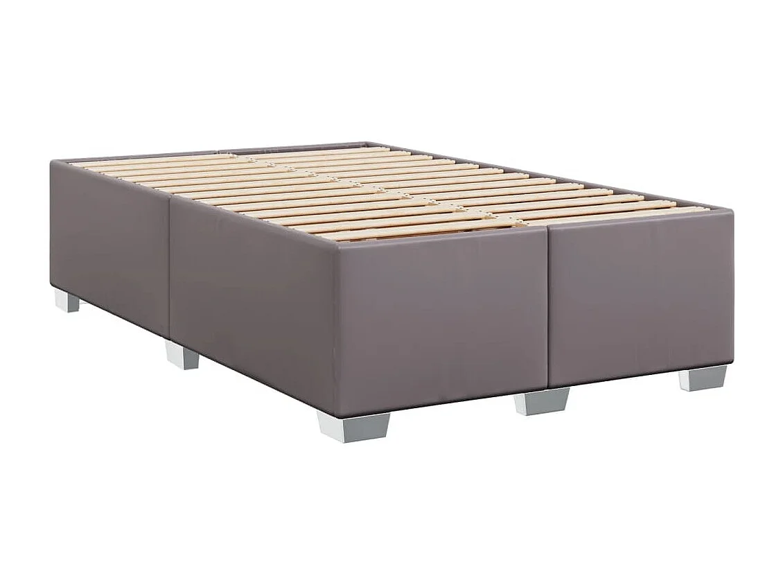 Cama box spring con colchón cuero sintético gris 120x200 cm