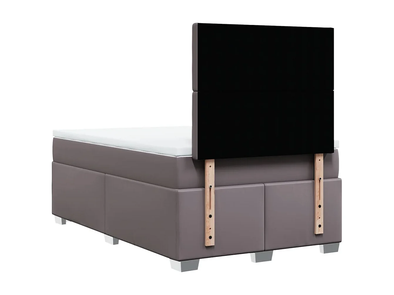 Cama box spring con colchón cuero sintético gris 120x200 cm