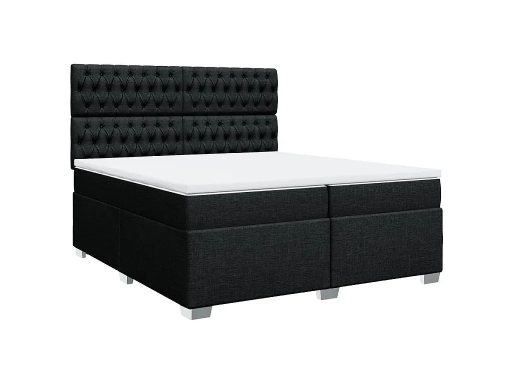 Cama box spring con colchón tela negro 200x200 cm