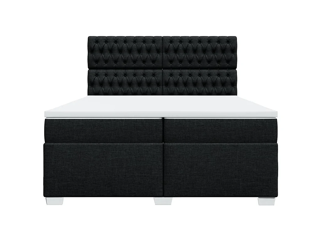 Cama box spring con colchón tela negro 200x200 cm