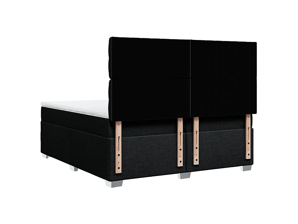 Cama box spring con colchón tela negro 200x200 cm