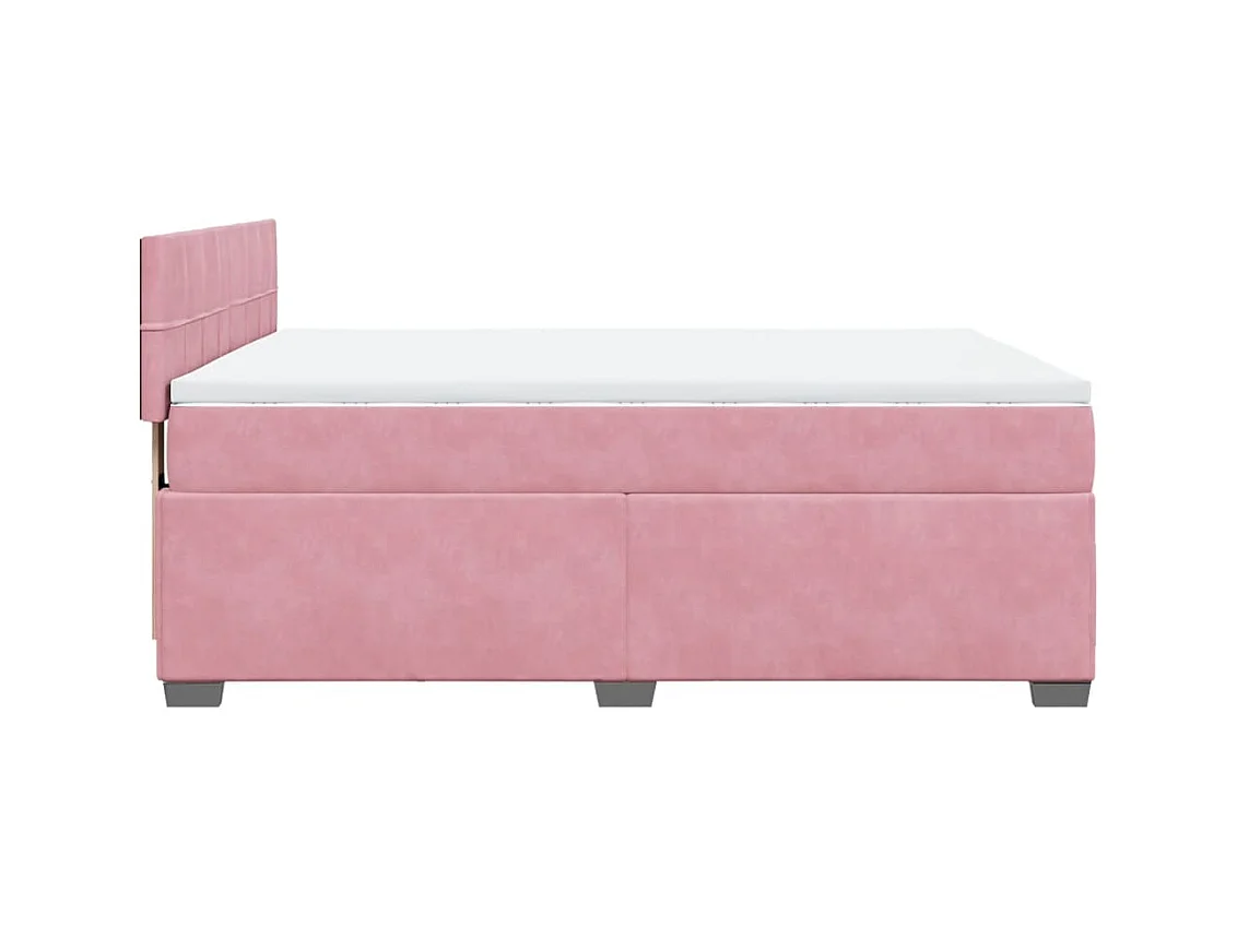 Boxspring met matras fluweel roze 140x200 cm