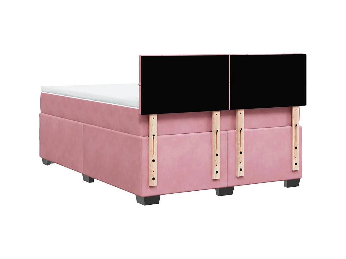 Boxspring met matras fluweel roze 140x200 cm