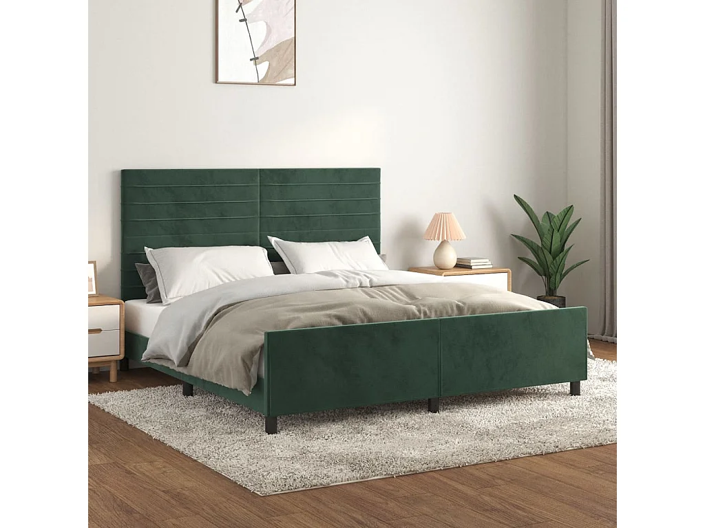 Bettgestell mit Kopfteil Dunkelgrün 180x200 cm Samt