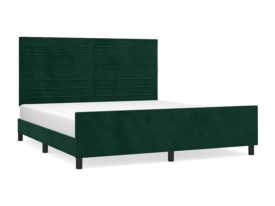 Cadre de lit sans matelas vert foncé velours