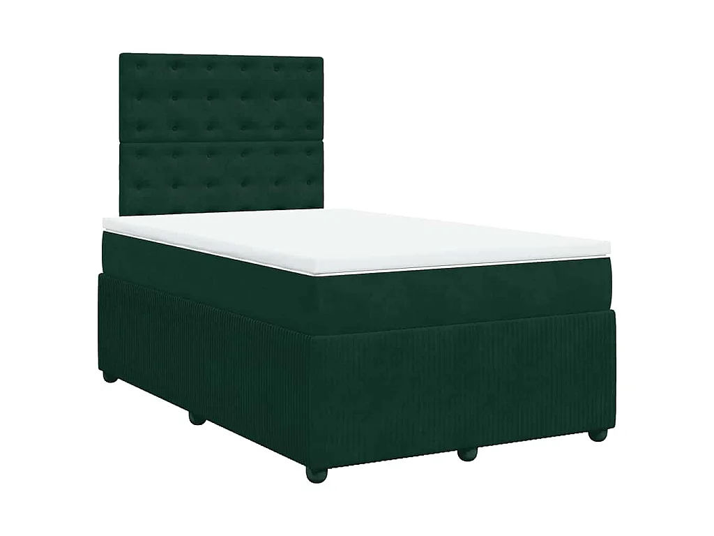 Cama box spring con colchón terciopelo verde oscuro 120x200 cm