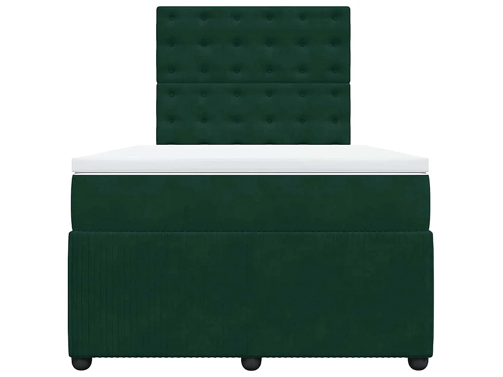 Cama box spring con colchón terciopelo verde oscuro 120x200 cm