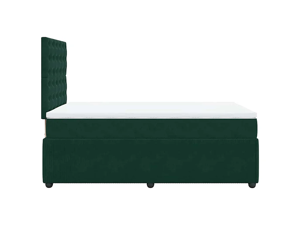 Cama box spring con colchón terciopelo verde oscuro 120x200 cm