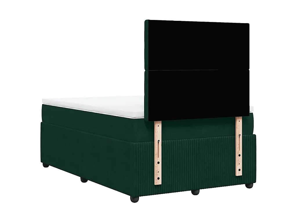Cama box spring con colchón terciopelo verde oscuro 120x200 cm