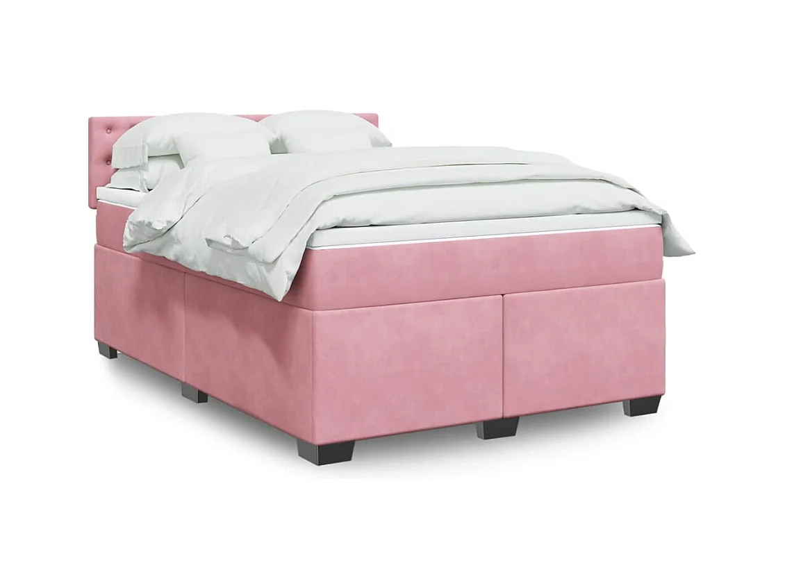 Giroletto a Molle con Materasso Rosa 140x200 cm in Velluto