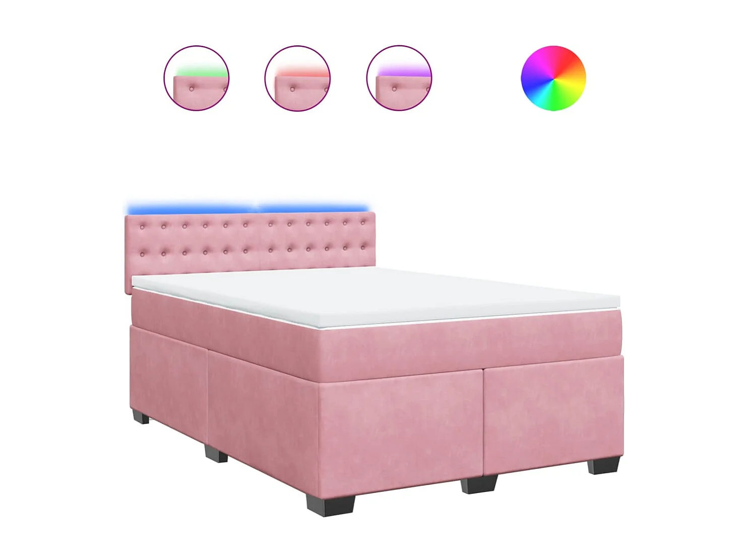 Cama box spring con colchón terciopelo rosa 140x200 cm